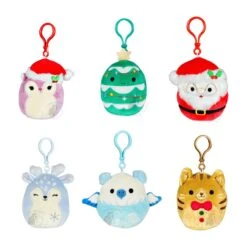 Squishmallow 3.5 Inch Clip Christmas Squad Set Of 6 - Allina, Johan, Nick, Farryn, Duane, Jones