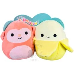 Squishmallow 8 Inch Elton The Monkey And Junie The Banana Perfect Pair Plush Toy